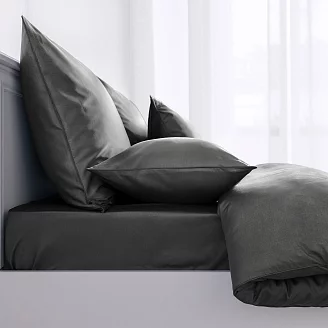 Простыня на резинке "Soft Silver" / Серый космос