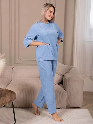 Женский костюм с брюками мод.2258 / Голубой