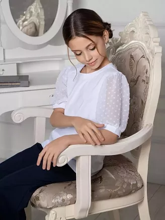 Детская школьная блузка Гармония короткий рукав / Белый