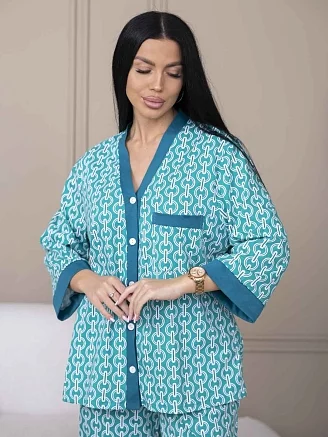 Женский костюм с брюками мод.2270/1 / Зеленый