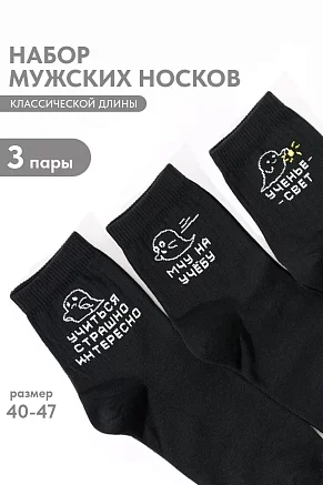 Носки мужские стандарт Мчу на учебу (набор 3 пары) / черный