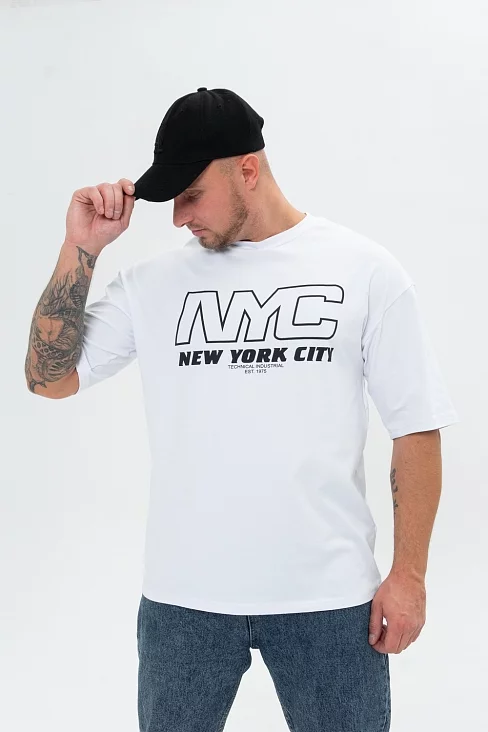 Футболка мужская 8507/1 NYC оверсайз / белый