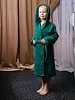 Детский махровый халат с капюшоном / изумруд