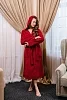 Женский махровый халат с капюшоном / бордовый