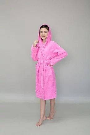 Детский махровый халат с капюшоном / розовый