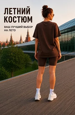Женский костюм с велосипедками КЛ3 / Коричневый (надписи)