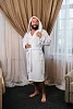 Халат махровый с капюшоном / белый