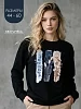 Женский свитшот оверсайз С25 / Черный (полосы, растения) №16