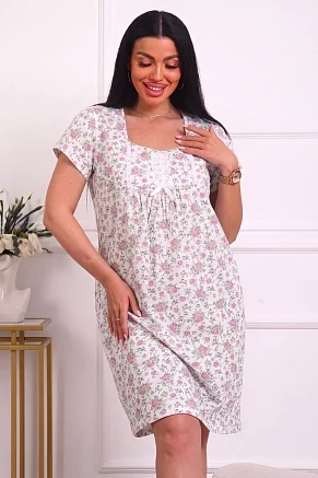 Женская ночная сорочка 29576 / цветочки на розовом