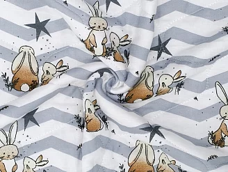 Одеяло детское облегченное из муслина / Зайчики серые