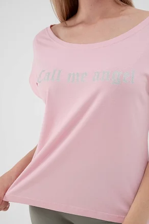 Футболка женская Лирика Call me angel / Пудра
