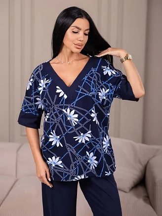 Женский костюм с брюками мод.2188/4 / Индиго