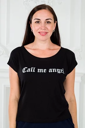 Футболка женская Лирика Call me angel / Чёрный