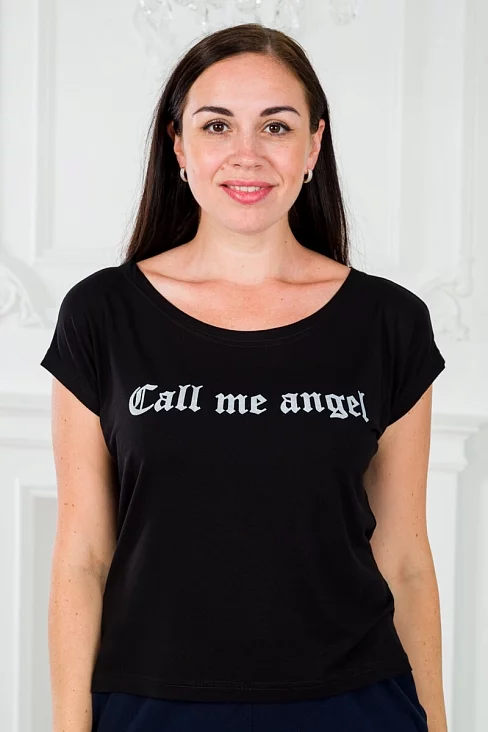 Футболка женская Лирика Call me angel / Чёрный