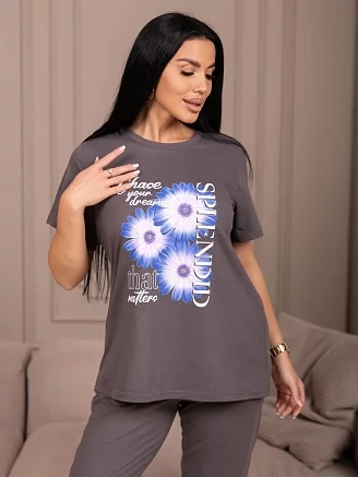 Женский костюм с брюками мод.2268/1 / Серый