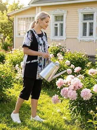 Женский костюм с бриджами мод.2222/2 / Черный