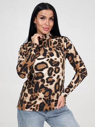 Женская водолазка ВВ-2376 / Леопард коричневый