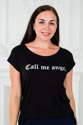 Футболка женская Лирика Call me angel / Чёрный