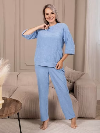 Женский костюм с брюками мод.2258 / Голубой