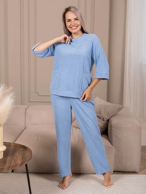 Женский костюм с брюками мод.2258 / Голубой