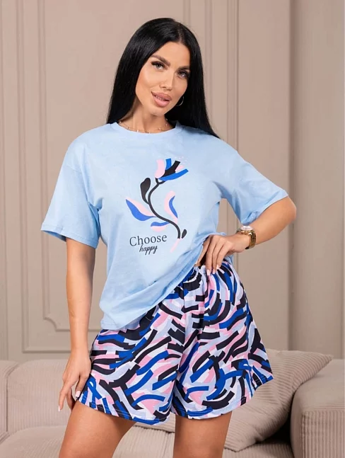 Женский костюм с шортами мод.2203 / Синий