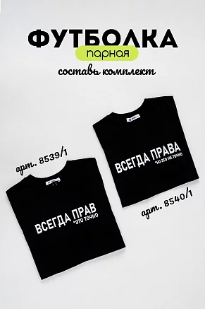 Мужская футболка 8539 / черный+всегда прав