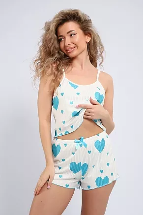 Пижама женская 5733 / изумрудно - белый
