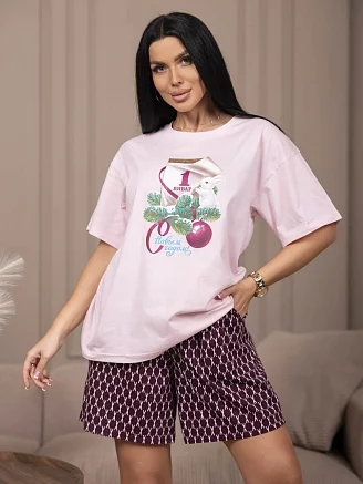 Женская пижама с шортами мод.2296 / Розовый