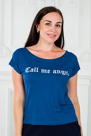 Футболка женская Лирика Call me angel / индиго