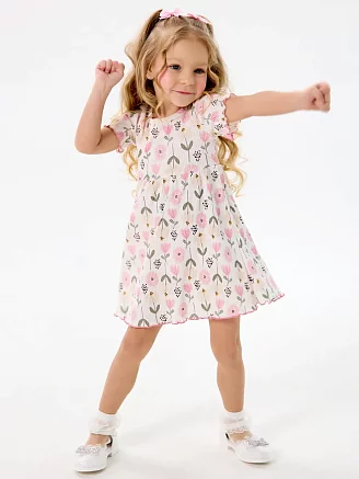 Детское платье Пл-07(Л) / цветы/белый