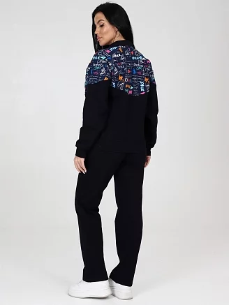 Женский костюм с брюками КФ-215 / Темно-синий, фэшн/fashion