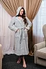 Женский махровый халат с капюшоном / светло-серый