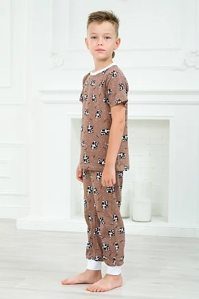 Пижама детская из футболки и брюк из кулирки / Коровы