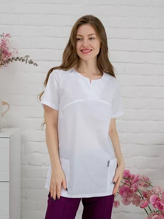 Костюм медицинский женский М-182 Тиси / белый/баклажан