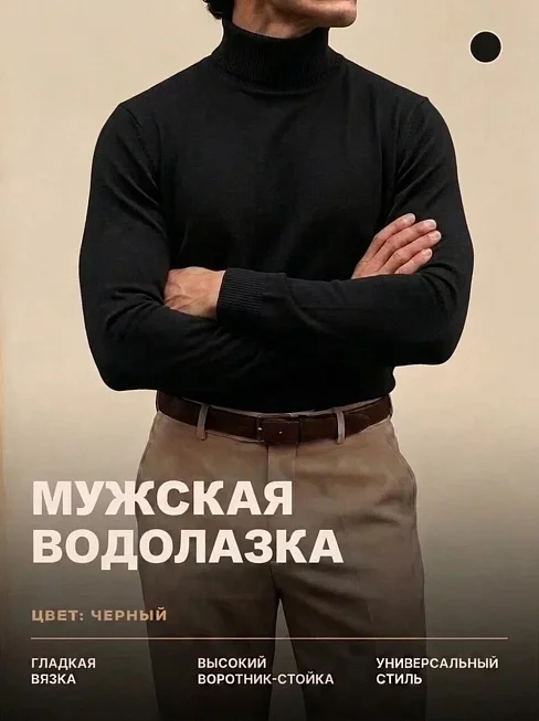 Мужская водолазка 14639 / черный