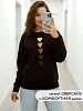 Женский свитшот оверсайз С18 / Коричневый (сердца) №11