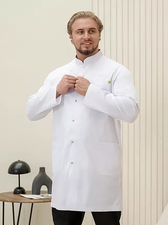 Халат медицинский мужской М-052 Элит-145/Стрейч / белый