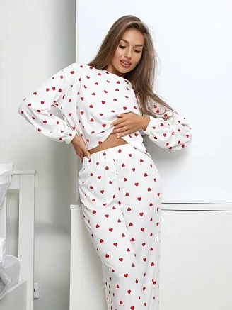 Женский костюм с брюками 02ТМ / Сердца