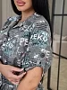 Женский халат на пуговицах 2202/3 / Серо-зеленый №7