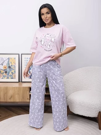 Женский костюм с брюками мод.2239 / Розовый