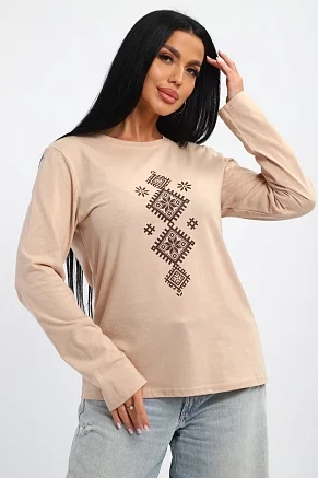 Женский лонгслив 85690 / бежевый