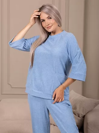 Женский костюм с брюками мод.2258 / Голубой