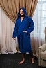 Халат махровый с капюшоном / васильковый