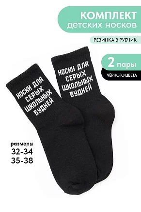Детские носки стандарт Школьные будни (набор 2 пары) / черный