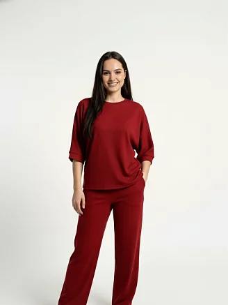 Женский костюм с брюками 52345 / бордовый