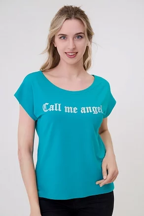 Футболка женская Лирика Call me angel / Изумруд