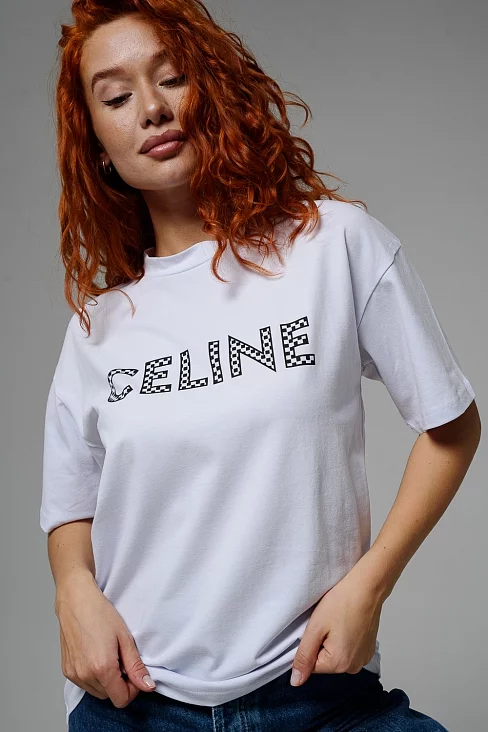 Женская футболка 8506/1 / белый+CELINE