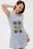Ночная сорочка из кулирки Fruits&bikes / Клетка синяя №6