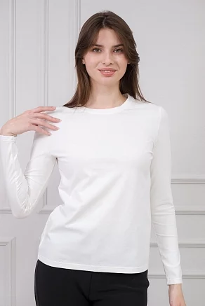 Лонгслив женский из кулирки с лайкрой / молоко макси