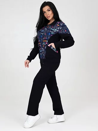 Женский костюм с брюками КФ-215 / Темно-синий, фэшн/fashion